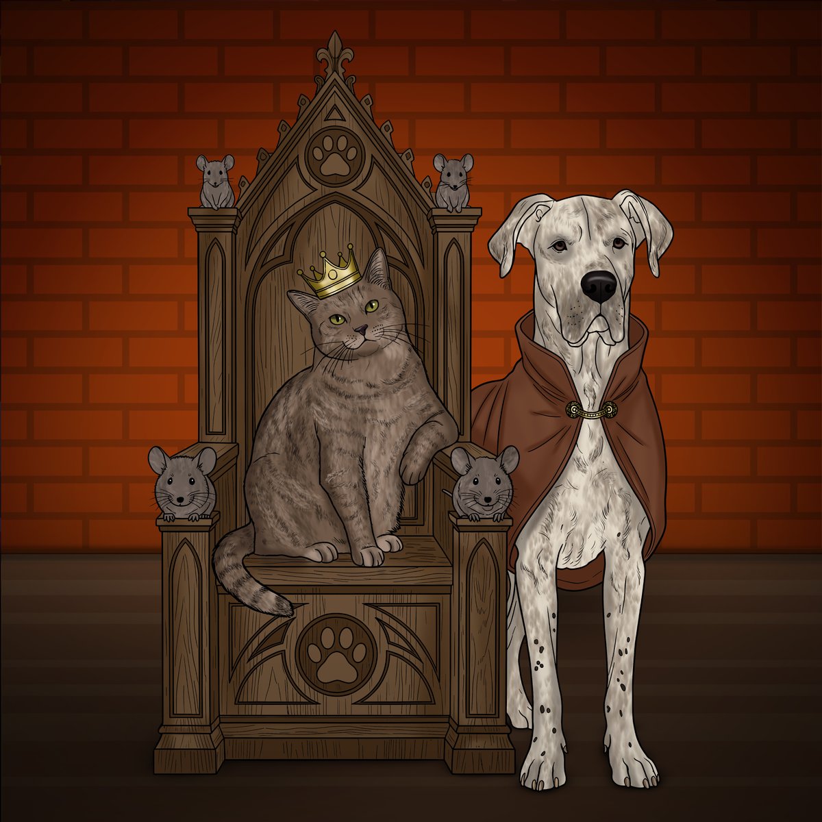 dianamarine__'s tweet photo. A little royal family 👑🐱🐶🐭
The king, his loyal companion, and their tiny guardians 🐾✨#DigitalArt #DigitalArtist #PetArt #FantasyArt #CharacterArt #AnimalArt #CatArt #DogArt #ArtCommission #CommissionOpen #ArtistOnTwitter #ArtShare #Illustration #CuteArt #FantasyIllustration https://t.co/acgFOdacLD