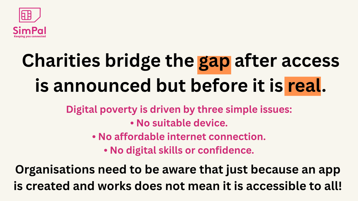 YourSimpal's tweet photo. SimPal charity works to solve the first 2 problems that drive digital poverty by supplying devices and sim cards with 6 months of pre paid data. 
 Help to bridge the digital divide!
Go to https://t.co/YGlwPCGfzO to learn more. https://t.co/a9VwXT4qi7