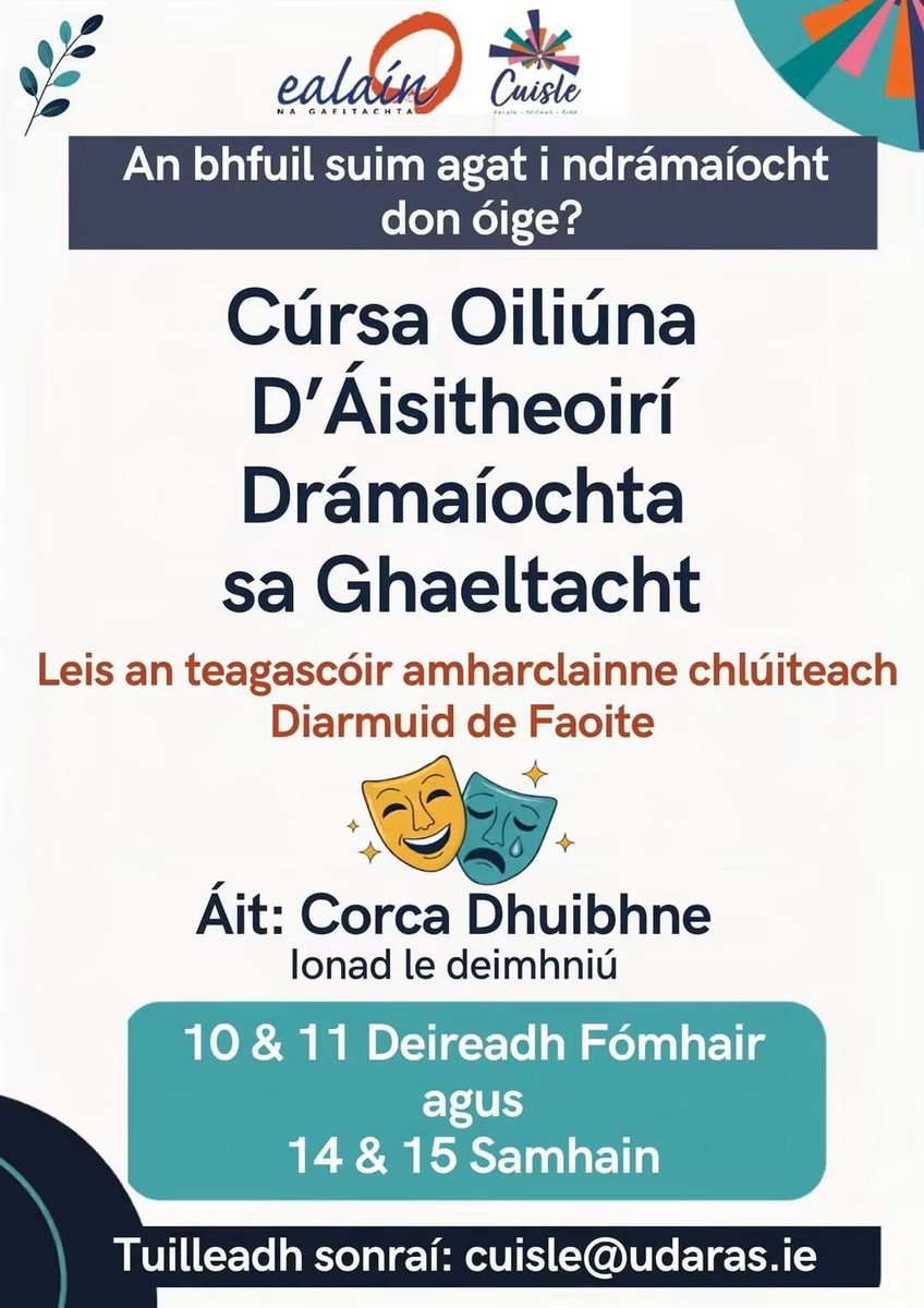 saolodheas's tweet photo. Tá Bernie Ní Mhuircheartaigh linn anois ó @EnaGaeltachta . Beidh cúrsa oiliúna d'áistheoirí drámaíochta sa Ghaeltacht ar siúl i gCorca Dhuibhne agus an t-eolas ar fad ag Bernie faoi @RTERnaG https://t.co/891EnrKTSE