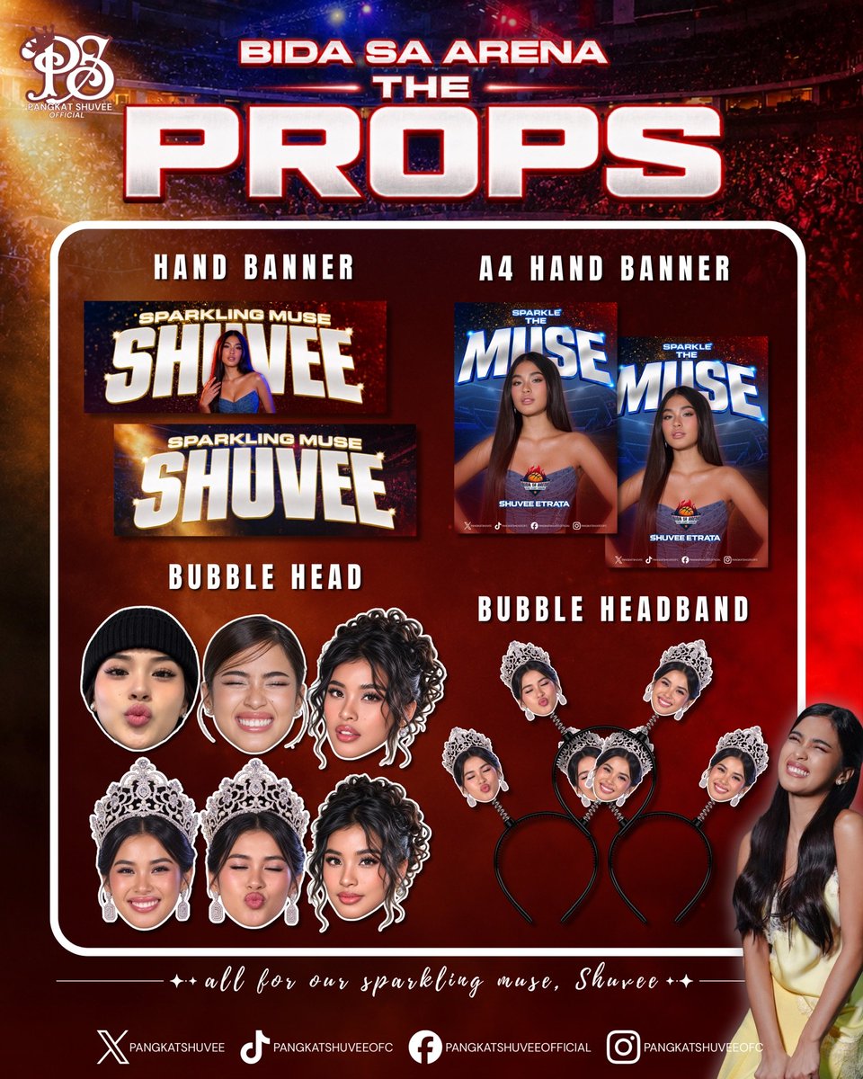 PangkatShuvee's tweet photo. SPARKLING MUSE: SHUVEE MERCH FOR BIDA SA ARENA ✨

Official merch support for Shuvee's Muse Moment at Bida sa Arena Cebu! Our admins will be giving these away at the arena — make sure to tag us!

See you there, Pangkat Cebu!

#ShuveeEtrata | Shuvee Etrata https://t.co/pGajlNt7W0