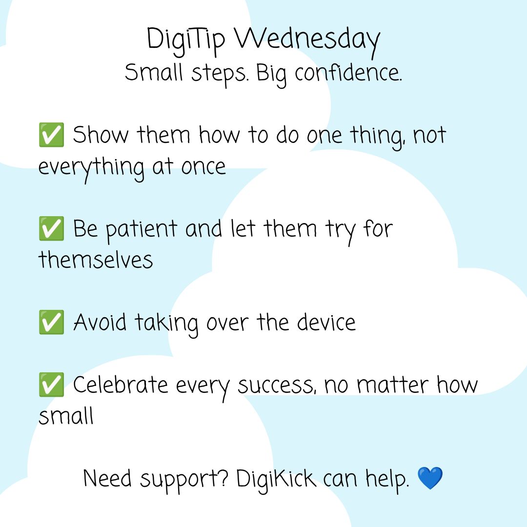 digi_kick's tweet photo. 💡 DigiTips Wednesday!
Do you know someone who struggles with technology? Being their digital champion can be life saving.
💙 Digital inclusion starts with all of us.
#CommunitySupport #DigitalConfidence #DigiKick #NoOneLeftBehind https://t.co/mQiaxBxRUs