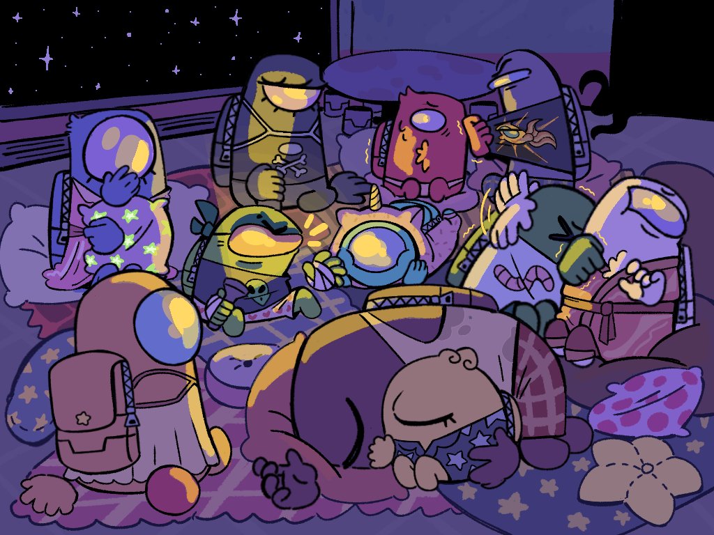 Erudit_one's tweet photo. PAJAMA PARTY!!!
Imagine that everything that happened in the series is a scary story from Lime

#AmongUsFanart #AmongUsAU #EveryoneIsStillAliveNoOneIsDied https://t.co/YZpIPC3HJ0