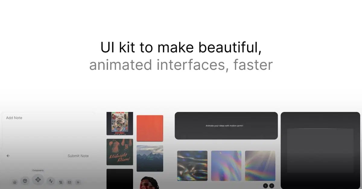AllShadCN's tweet photo. Want better animations in your React projects without writing complex motion code?

✨ Motion Primitives

Open-source animated UI kit for React &amp; Next.js. Framer Motion + Tailwind, customizable, copy‑paste friendly.

By @Ibelick
Full details on All ShadCN. Link in comments 👇 https://t.co/fkO3x8l9iv