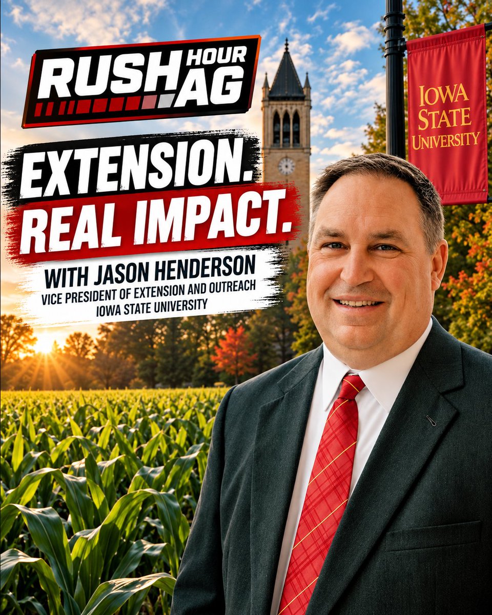 rushhourag's tweet photo. What does Iowa State Extension do for rural Iowans? Jason Henderson joins RHA to discuss Extensionβs impact on agriculture, rural communities, education and youth development across Iowa.
Full episode: https://t.co/gVkZjKxQfk
#RushHourAg #IowaStateUniversity #ISUExtension https://t.co/c6XqEjK7zl