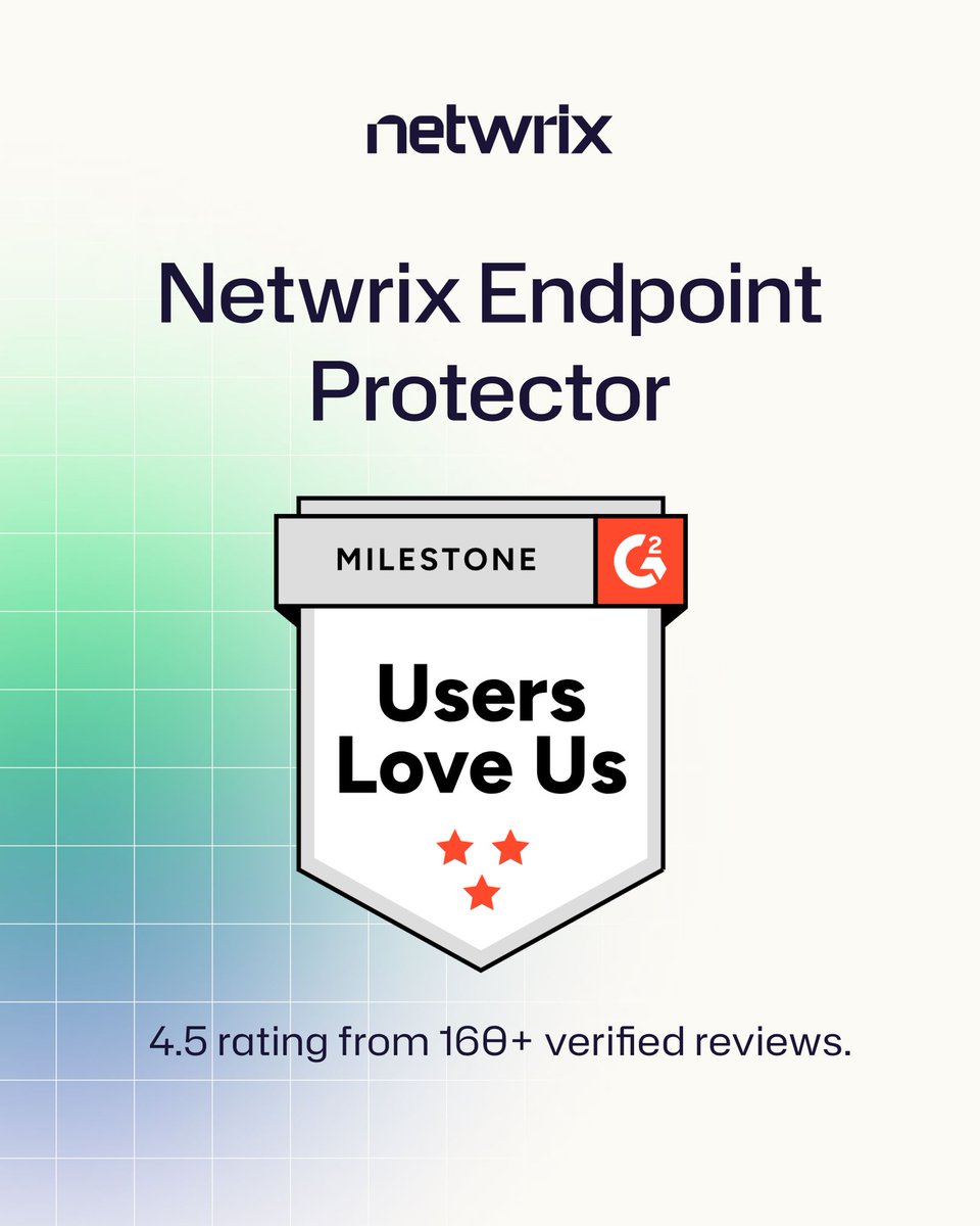 Netwrix's tweet photo. Netwrix Endpoint Protector picked up 8 G2 badges this fall, including Leader in Data Loss Prevention and Data Security, plus regional leader recognition across Europe, Asia, and India. The 160+ verified reviews point to what practitioners actually rely on: granular USB and device control, content-aware scanning, and protection that holds up across Windows, macOS, and Linux, including offline endpoints.

Thank you to everyone who left a review, and to the Netwrix team who built the product worth reviewing.

Read about the badges: https://t.co/6CUCQmmkYo 

#Netwrix #EndpointProtector #G2 #IdentitySecurity #DataSecurity