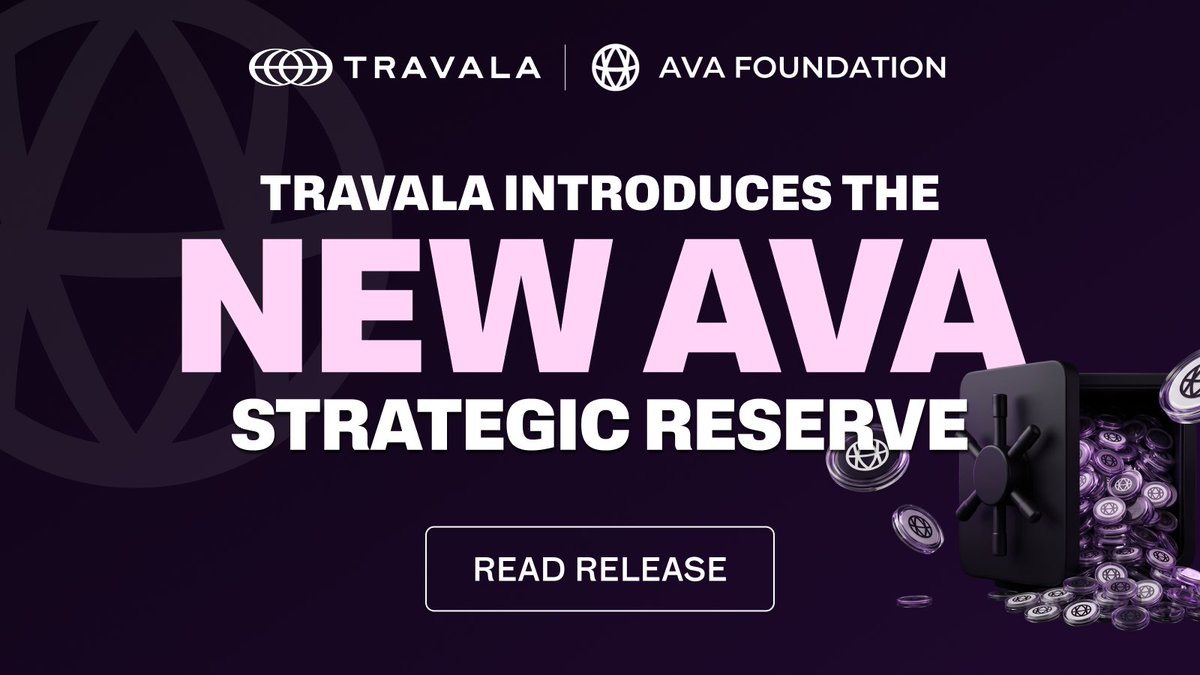 travalacom's tweet photo. 📢 BREAKING: New Permanent AVA Strategic Reserve  

Two monthly buybacks now double monthly open-market buy volume to 2x $AVA Smart givebacks, pairing loyalty rewards replenishment with a permanently locked reserve Travala has committed never to sell

https://t.co/3xehut5nFs https://t.co/WmZaFggnaf