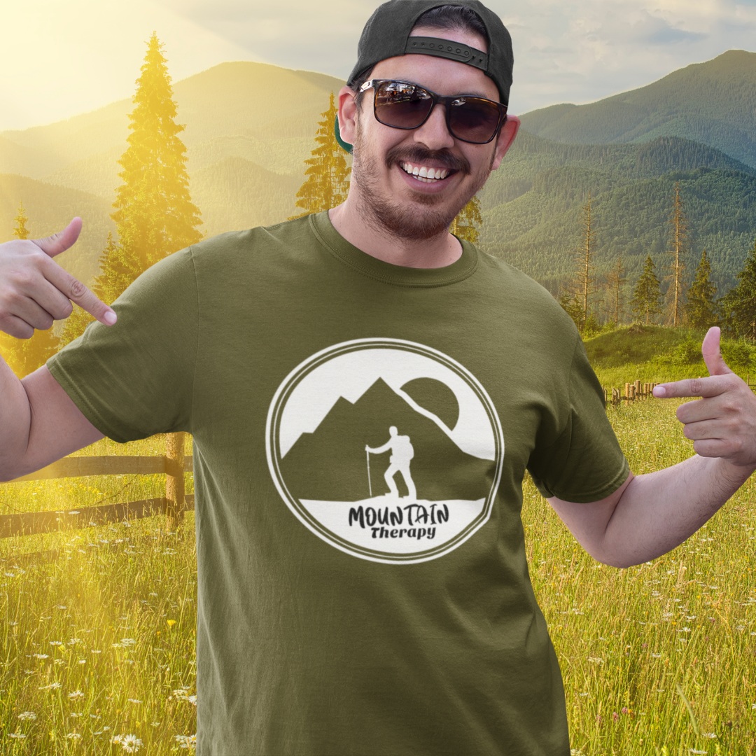 LacyMulherdn's tweet photo. Mountain Therapy” by Hapeve. Shirts available at Spreadshirt. nl. Click the link in the bio for details. https://t.co/ZlNRjBLFet