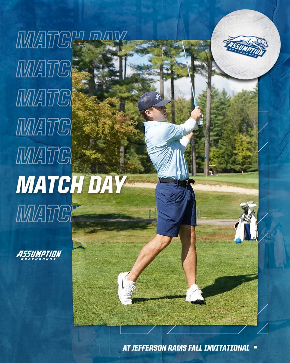 GoAssumptionU's tweet photo. Menโs Golf hits the links for the first time this year, as they head down to PA to compete in the Jefferson Rams Fall Invitational
๐: Norristown, Pa. / Jeffersonville Golf Club
๐: https://t.co/jy4B1UUlCr
#LetsGoHounds | #HoundNation | #NE10EMBRACE | #NCAAD2 | #D2Golf https://t.co/AMN1JHiIK8