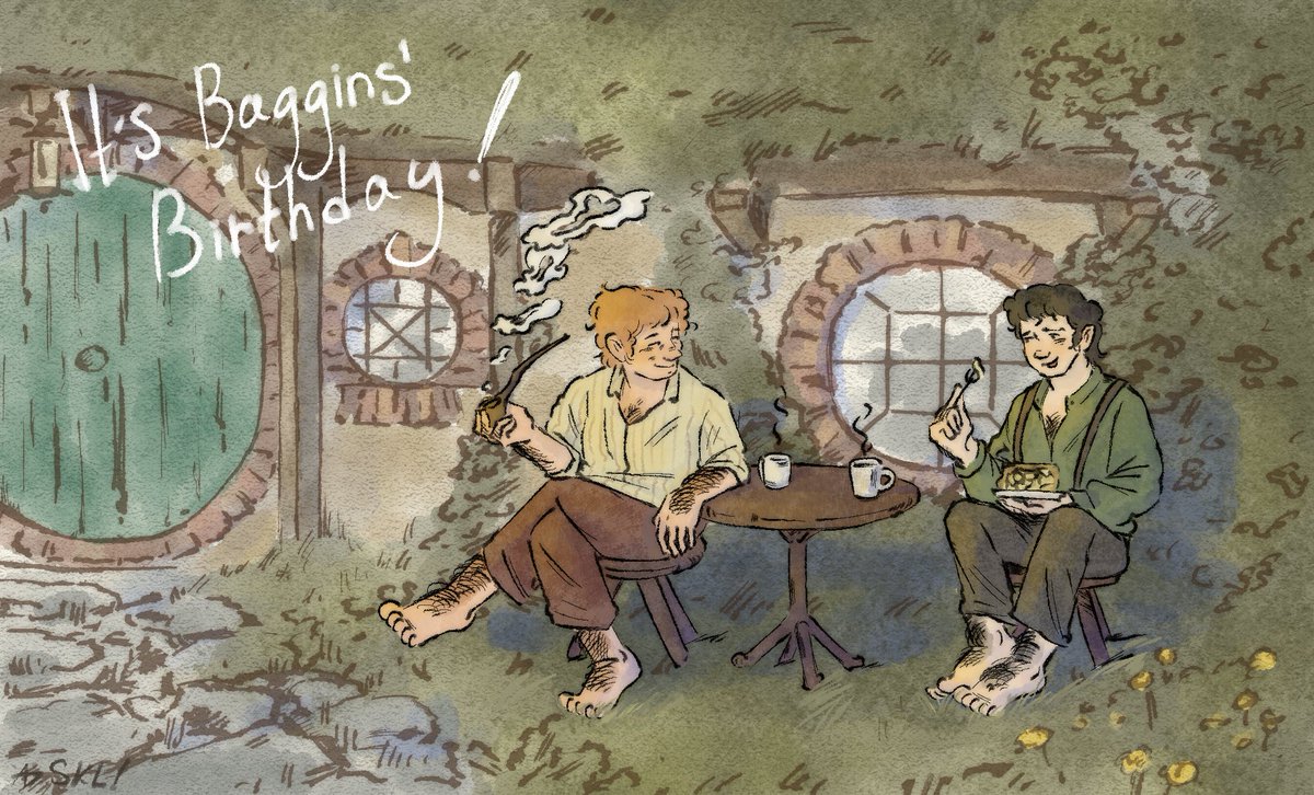 Arin_Skl's tweet photo. Oh man, I'm always late 
But happy birthday to Bilbo and Frodo :•) 
#lordoftherings #LOTR #theHOBBIT https://t.co/POgYUJaslR