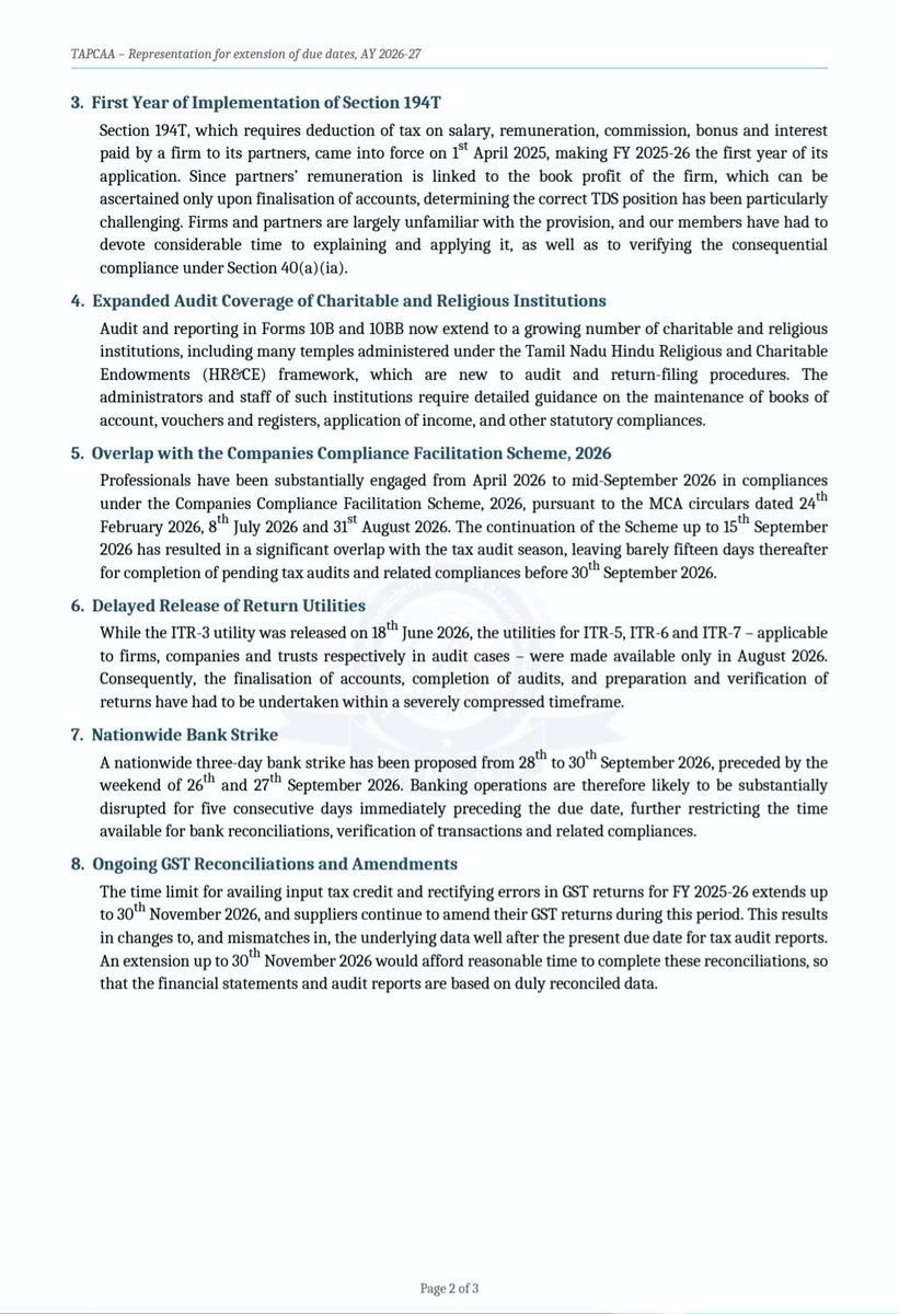 vaibhavgadeka13's tweet photo. Representation to extend Tax Audit Due Date by TAPCAA

#ExtendTaxAuditDate
#Extension
#Extend_TAR_Due_Dates
#Extend_Due_Date
#Extend_Due_Date_Immediately
#ExtendTaxAuditDueDate https://t.co/2BnCsk2r49