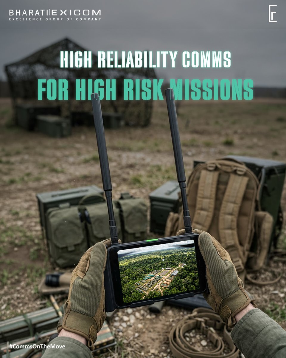 Exicom_India's tweet photo. Real-time intelligence is mission-critical. Bharati Exicom’s RVT delivers live #ISR video, geospatial data and #mission intelligence to dismounted troops, enabling situational #awareness on the move. 📡
➡️ https://t.co/myR2pSkY9h
#AerialIntelligence #DefenceTech https://t.co/nSbQy9j47h