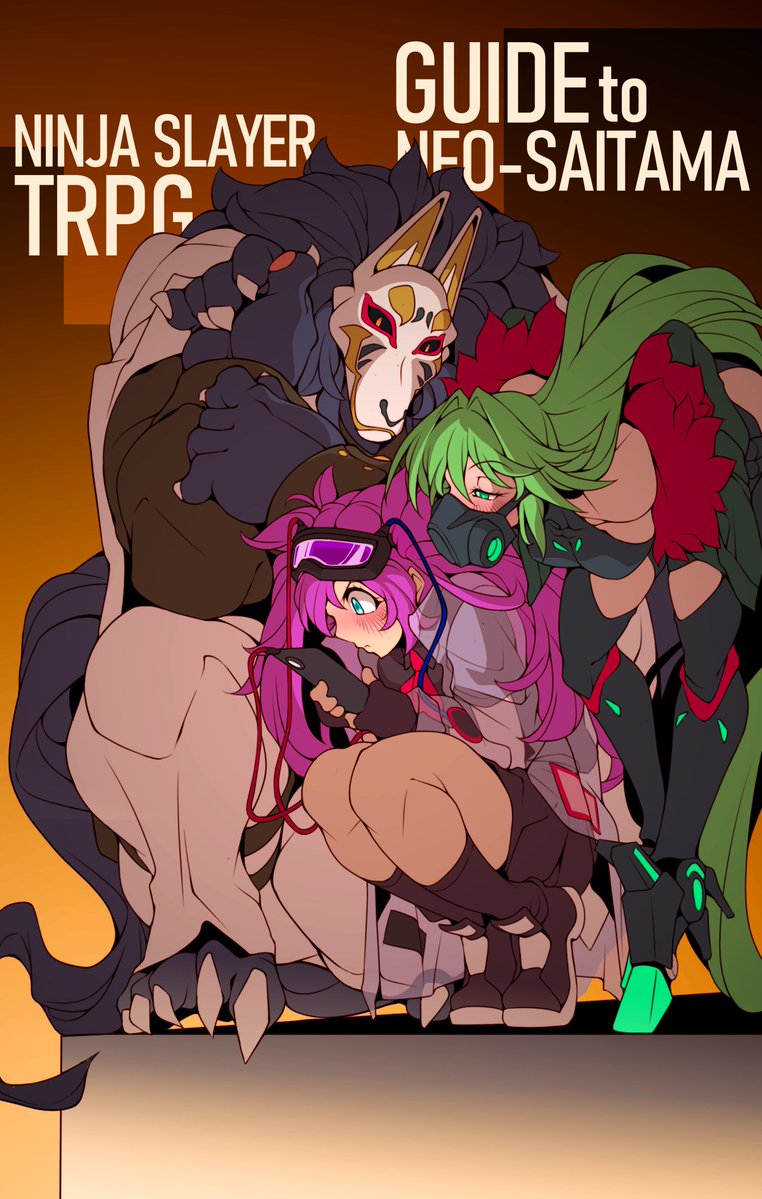 yoshitsuki_'s tweet photo. ニンジャスレイヤーTRPG書籍の新刊販売記念にプレロールドキャラ女子（？）三人を。カリノジカンダー！
#ニンジャスレイヤー #ウキヨエ https://t.co/qmifTVsrO0