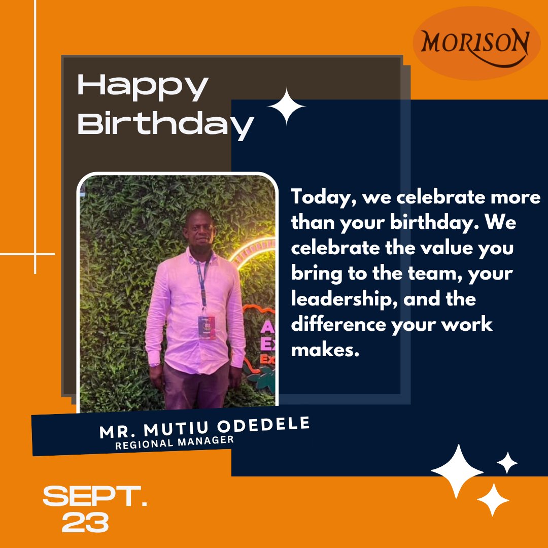 Morisonindustr1's tweet photo. Today, we celebrate Mr. Mutiu Odedele, Regional Manager at Morison Industries Plc.
Thank you for your leadership, dedication, and contribution to the team.
Wishing you a successful and fulfilling year ahead.
#MorisonIndustriesPlc #TeamMorison #Leadership #Celebration #nigeria https://t.co/QFcwPumbnM
