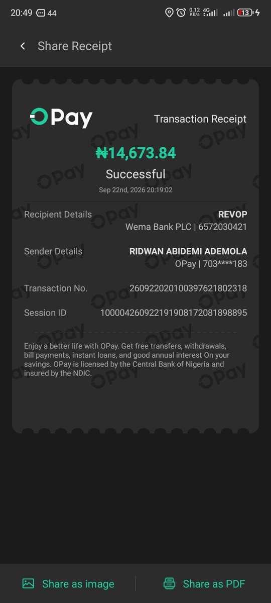AdemolaReal1's tweet photo. @RevopN @OPay_NG
@wemabank Why are you guys frustrating people. I made transaction on you guys platform since last night, I'm still getting pending transaction till this moment. What's wrong https://t.co/qrF0RjWZTl