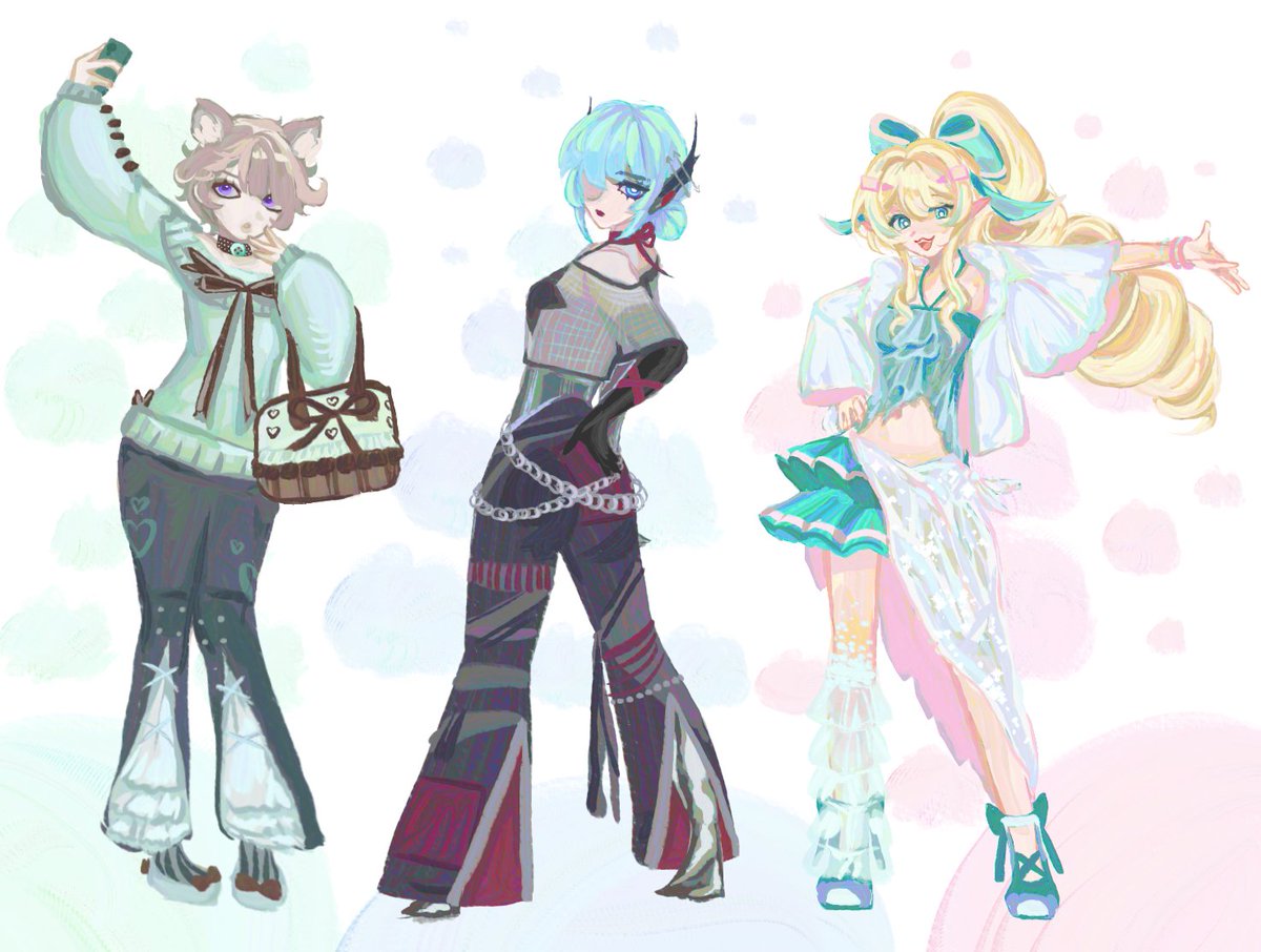 Ineffafan's tweet photo. Drew Vesna, Ineffa and Lynette in some cute outfits :) https://t.co/BylBc9EOrr
