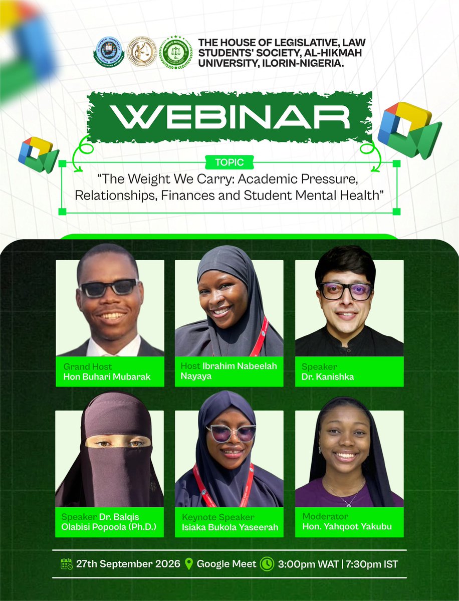 Chief_Papichulo's tweet photo. Students of Law, from the prestigious Al-Hikmah University have organized a webinar, scheduled for the 27th of this month. This program is for everyone and promises to be fun, informative and educational.

Please follow and reach out to @EBajjali for more infos. ✅ https://t.co/Zz6VjYlDAt