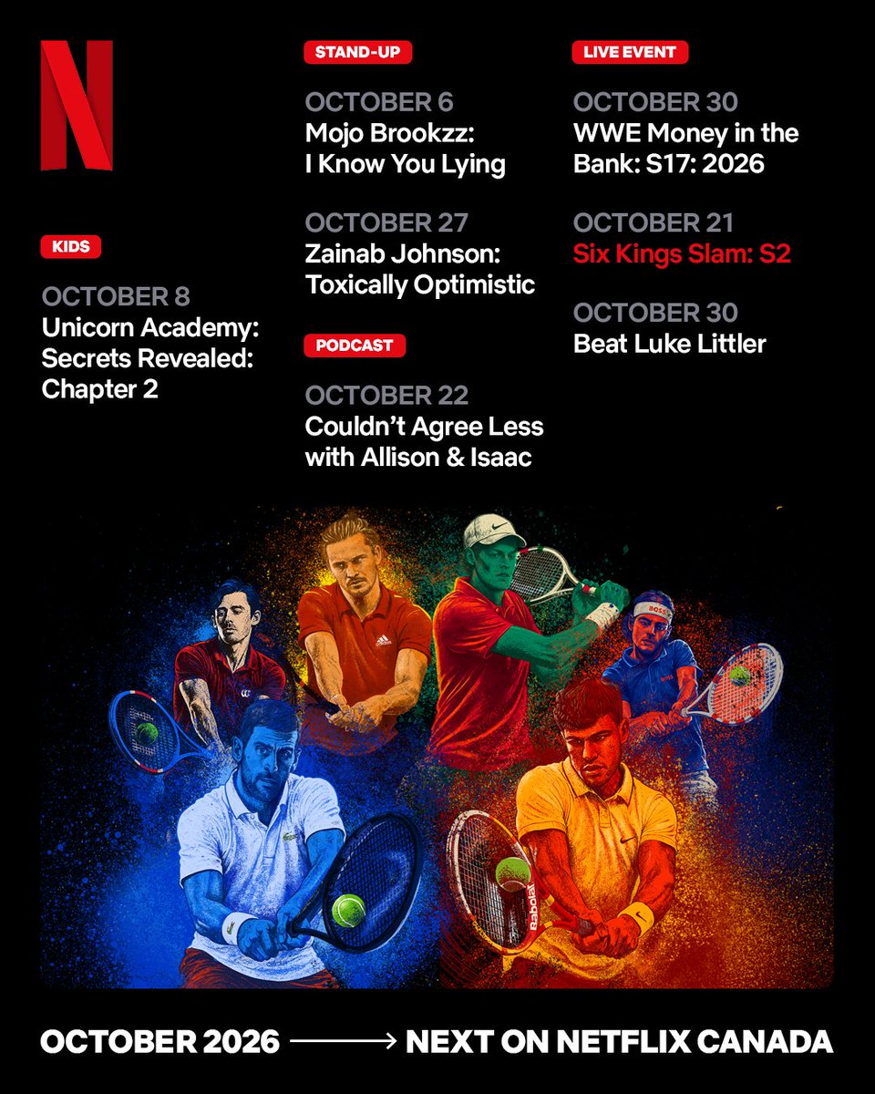 Netflix_CA's tweet photo. ⚓ BELOW
🎭 HOLLYWOOD ARTS
😍 LOVE IS BLIND S11
🇨🇦 NORM: THE TALE OF NORM MACDONALD
👩🏼‍❤️‍👨🏻 NOBODY WANTS THIS S3
📺 SCTV: THE GREATEST SHOW YOU'VE NEVER HEARD OF
🩸 SINNERS

are just a few of the new shows, docs, and movies coming to Netflix in Canada this October! https://t.co/j9RsB3yku7