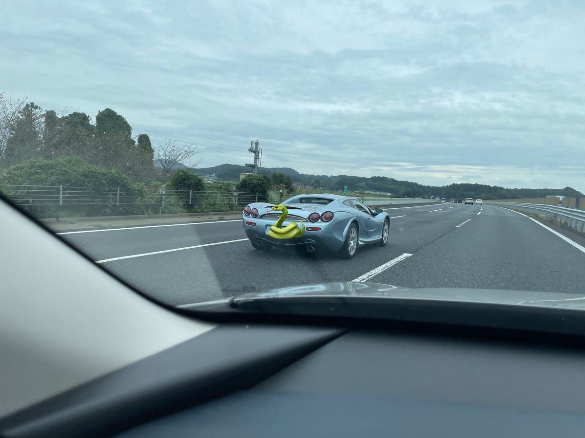Roooootin's tweet photo. 今日のラッキーな出来事は旅行帰りの高速で光岡のオロチに出会った��と！サイドミラーからあのエイリアンフェイスが見えた瞬間に1人で興奮してしまった！！😳 https://t.co/eFCr8b9qrl