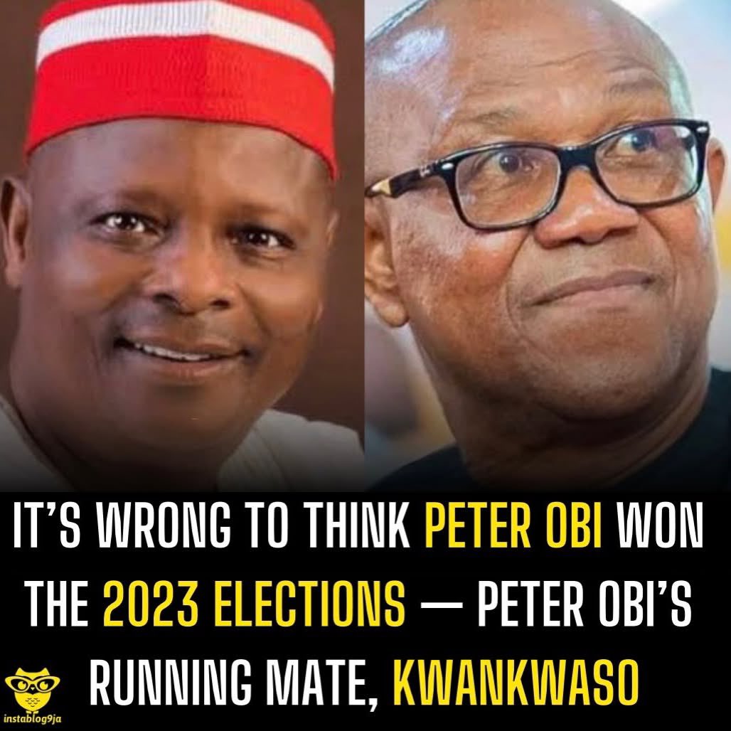 instablog9ja's tweet photo. It’s wrong to think Peter Obi won the 2023 elections — Peter Obi’s running mate, Kwankwaso

Rabiu Kwankwaso, the 2023 presidential candidate of the New Nigeria Peoples Party (NNPP) and Peter Obi’s running mate in the 2027 race, has dismissed the debate over whether Obi won the 2023 presidential election.

Speaking during an interview, Kwankwaso was asked if he believed Peter Obi won the 2023 presidential election.

He responded, “No, I think that is gone. I think we should look at the future because, that debate will not help anybody.”

According to him, Nigerians should focus on the next election rather than continue debating the outcome of the 2023 presidential poll.

“Now we have president, uh, in the seat. Now what is important is 2027 election,” he said.

Kwankwaso, who is now set to run alongside Obi in the 2027 presidential election, also expressed confidence that his party could emerge victorious.

“I personally believe that, uh, by the grace of God, NNPP will win the election in 2027,” he stated.