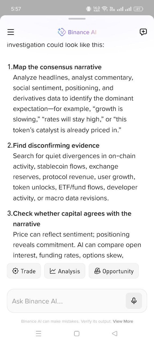 rupok46's tweet photo. @binance Don’t ask AI, “Where is the market going?”

Ask: “What’s changing beneath the market narrative that most traders haven’t noticed yet—and what underlying data would invalidate that thesis?” 🤖🔎 https://t.co/pSgtTmDbmr