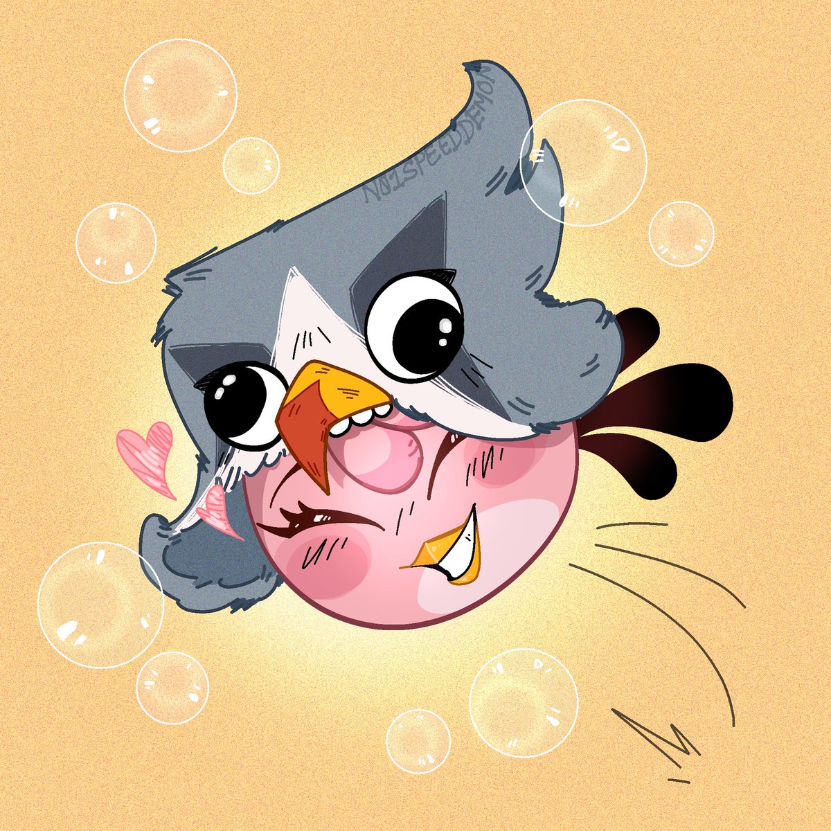 No1SpeedDemon's tweet photo. Stella is now matching with her~! 
#AngryBirds #LoopingBubbles
#Silvella #AngryBirdsfanart 🩷x🩶 https://t.co/iReGIsxsH8