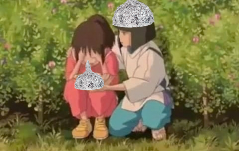 houteishiki444's tweet photo. ハク「ほら、千尋。これを被りなさい」

千尋「やだぁぁ！泣」

ハク「でないと、思考が盗聴されてしまいますよ」

千尋「やだぁぁぁ…泣」

ハク「早く被らないと湯婆婆に電磁波攻撃されますよ、千尋。」

千尋「」 https://t.co/8MxON9gpEW