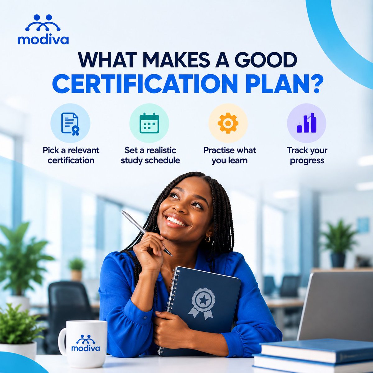 ModivaCommunity's tweet photo. Preparing for an IT certification becomes easier when you turn the goal into a plan.

Know what you’re working towards. Then work towards it consistently.

 #ITCertification #CertificationJourney #ITProfessionals #ProfessionalDevelopment https://t.co/3oprYZdTnT
