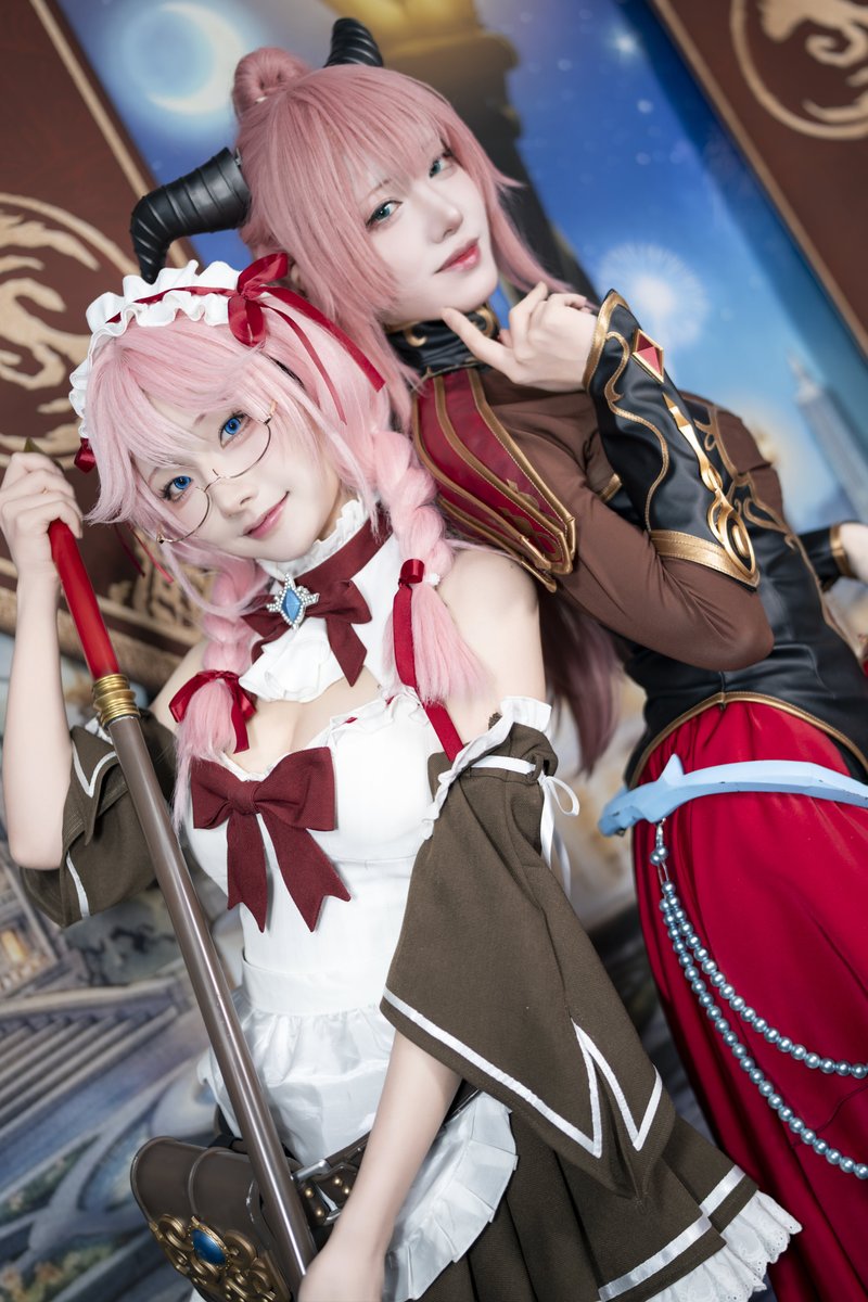 naeru_dog_'s tweet photo. 東京ゲームショウ2026
L&amp;K RED STONEブース

メイド役: Leeloo リールさん(@leeloonya) 
黒魔術師役: Hangahさん(@Hangah_cos)

#TGS2026   #レッドストーン #REDSTONE https://t.co/cajhnRVQ9N