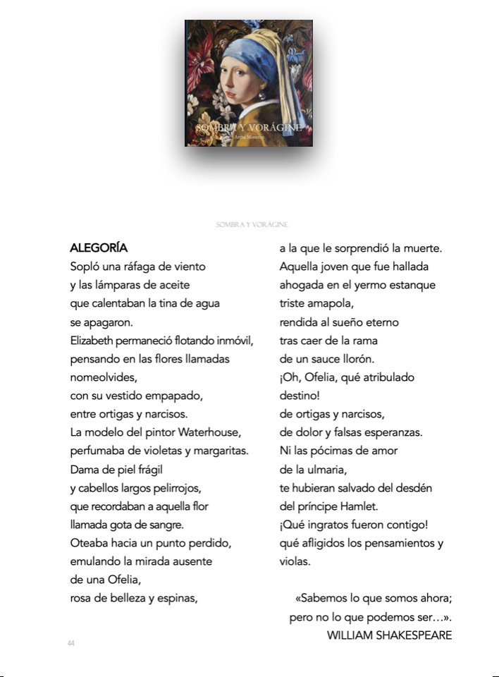 ArthaMoreton's tweet photo. #Poesía y #ProsaPoética ecfrástica

Ya disponible el poemario "SOMBRA Y VORÁGINE"
con 📖 36 poemas ilustrados con mis obras en color.

Espero que lo disfrutéis.

https://t.co/01IHVm9Fju

#poetry #arte #art #pintura #painting #book #librosrecomendados #libro #poemario

. https://t.co/a2zQWeIVne