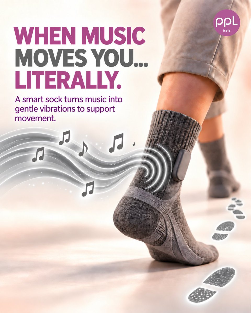 pplindia's tweet photo. When music moves you… literally. 🎶

Six students from the Polytechnic University of Milan have developed Orpheus, a smart sock designed to convert music into gentle vibrations. The innovation aims to support people with Parkinson’s who experience freezing of gait, a condition that can suddenly make movement difficult.

It is a powerful reminder that music goes beyond entertainment. It can inspire innovation, create connections and support meaningful change. 💜

Read the complete story through the link shared with this post.

Source: https://t.co/Kv0yqPxZFI