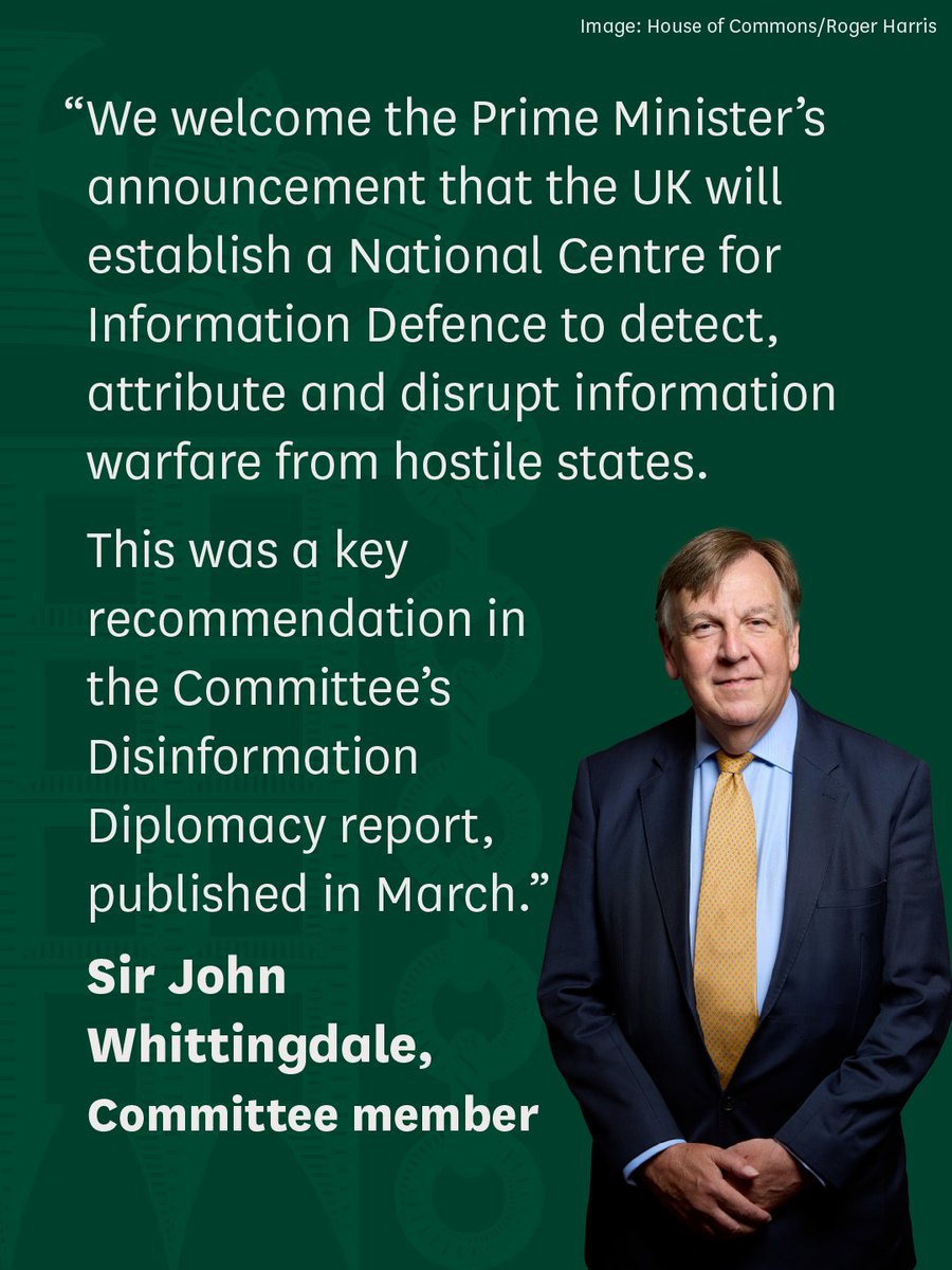 HoCcommitteesUK's tweet photo. March 2026: Foreign Affairs Committee recommends the government establishes a centre for combatting disinformation ✍️
 
September 2026: The Prime Minister announces the creation of a National Centre for Information Defence ✅
 
Learn more: https://t.co/cUQNvyHTta https://t.co/aPEEsS6UWz