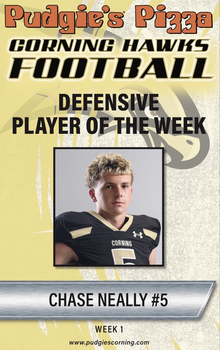 corningfootba11's tweet photo. Corning Pudgies Pizza Players of the Week #1 vs C-NS.
Congratulations Casey Hale, Chase Neally, Bradley Rhodes and Brayden Haussener 💪🏼🙌🏼💛🖤🏈 https://t.co/V7vBg2y41u
