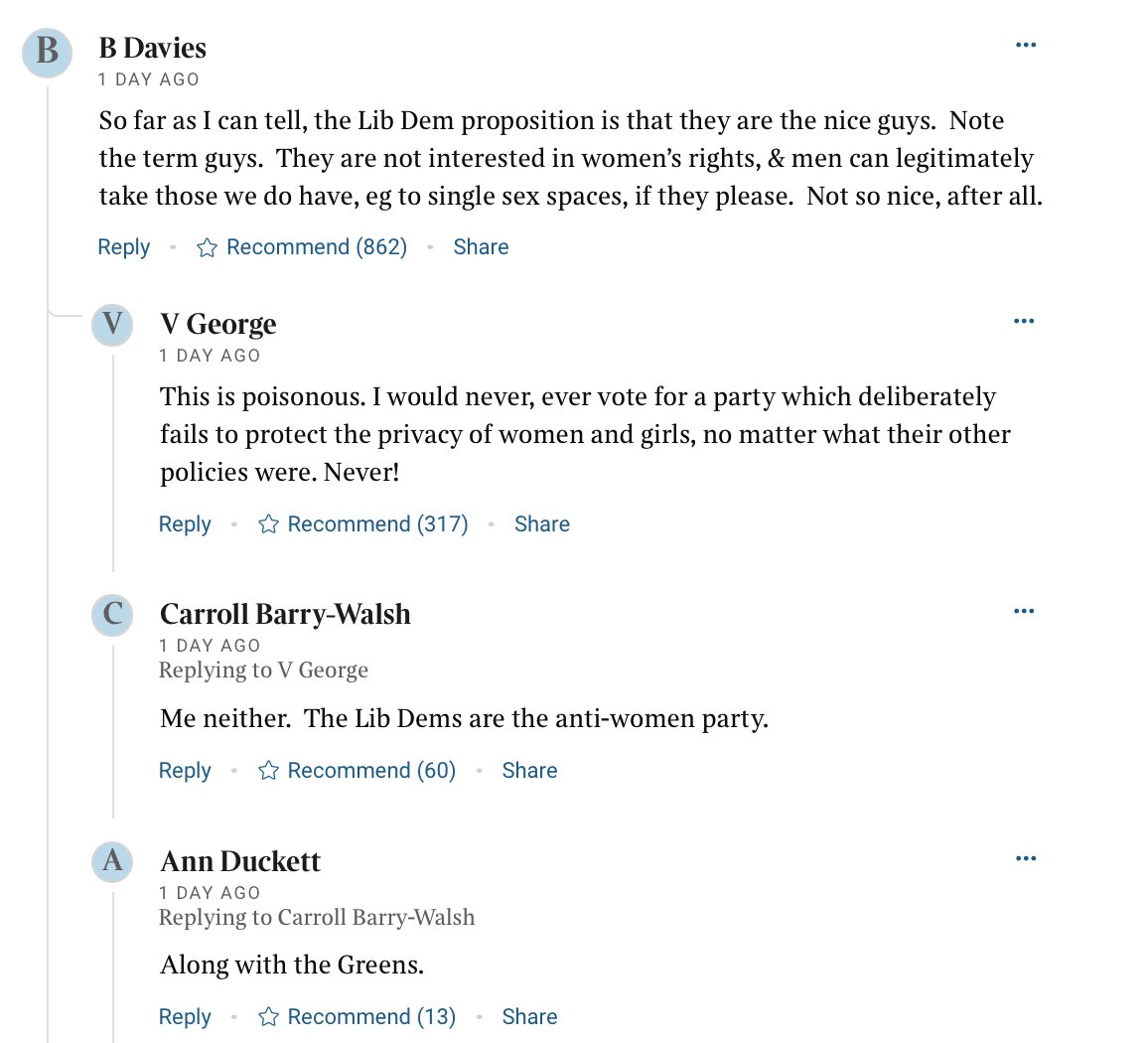 LibVoice4Women's tweet photo. @breeallegretti Currently as of 1.30pm on 23rd Sept this article has 787 comments. And the comments are not good. Examples include: https://t.co/GWAlGpCdKw