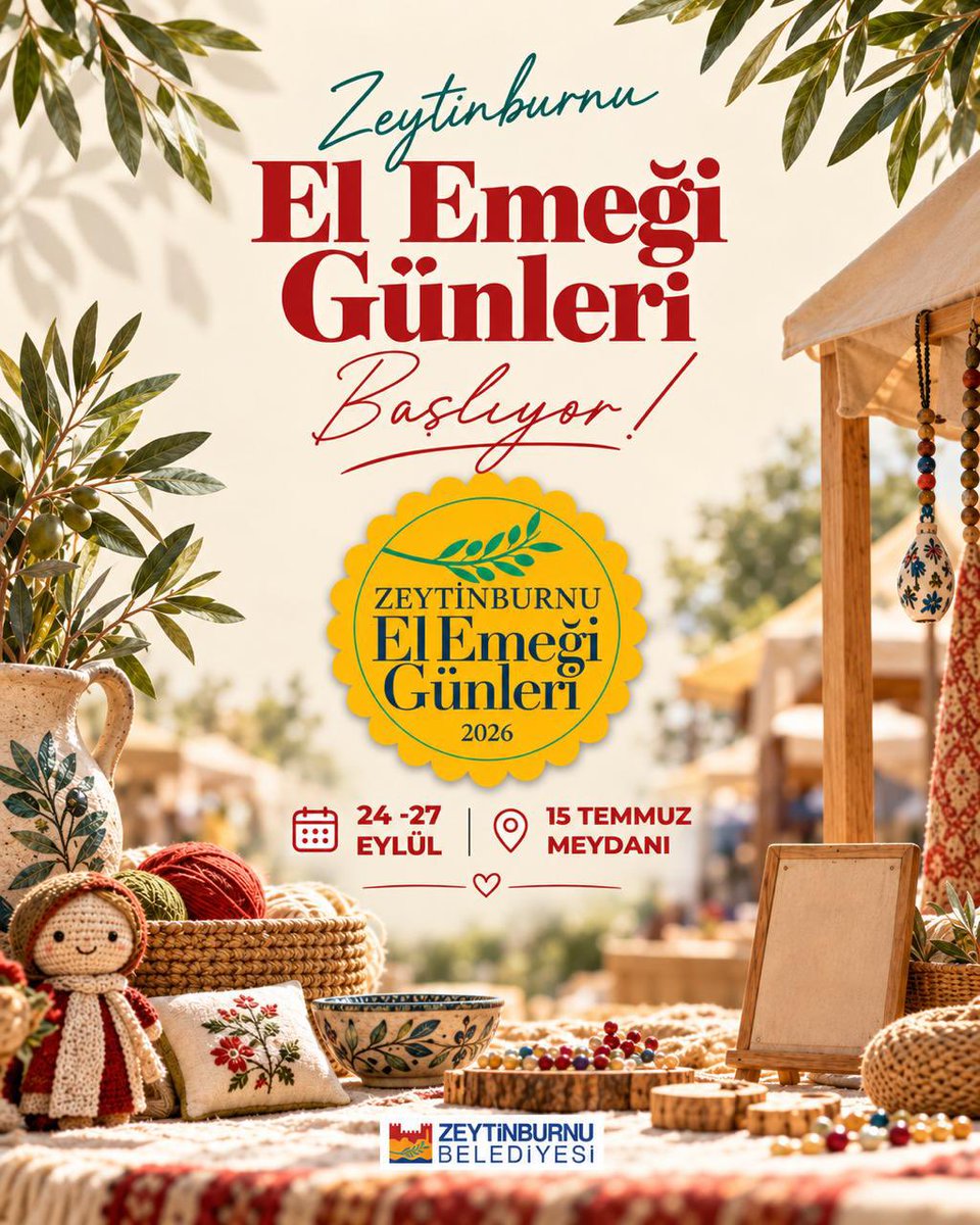 zeytinburnubld's tweet photo. 🪡 El Emeği Günleri başlıyor, Zeytinburnu’na kadın eli değiyor!

📅 24 - 27 Eylül

📍 15 Temmuz Meydanı

Birbirinden güzel el emeği ürünleri keşfetmek için tüm komşularımızı bekliyoruz. 😊 https://t.co/BXhi8Qz2sJ