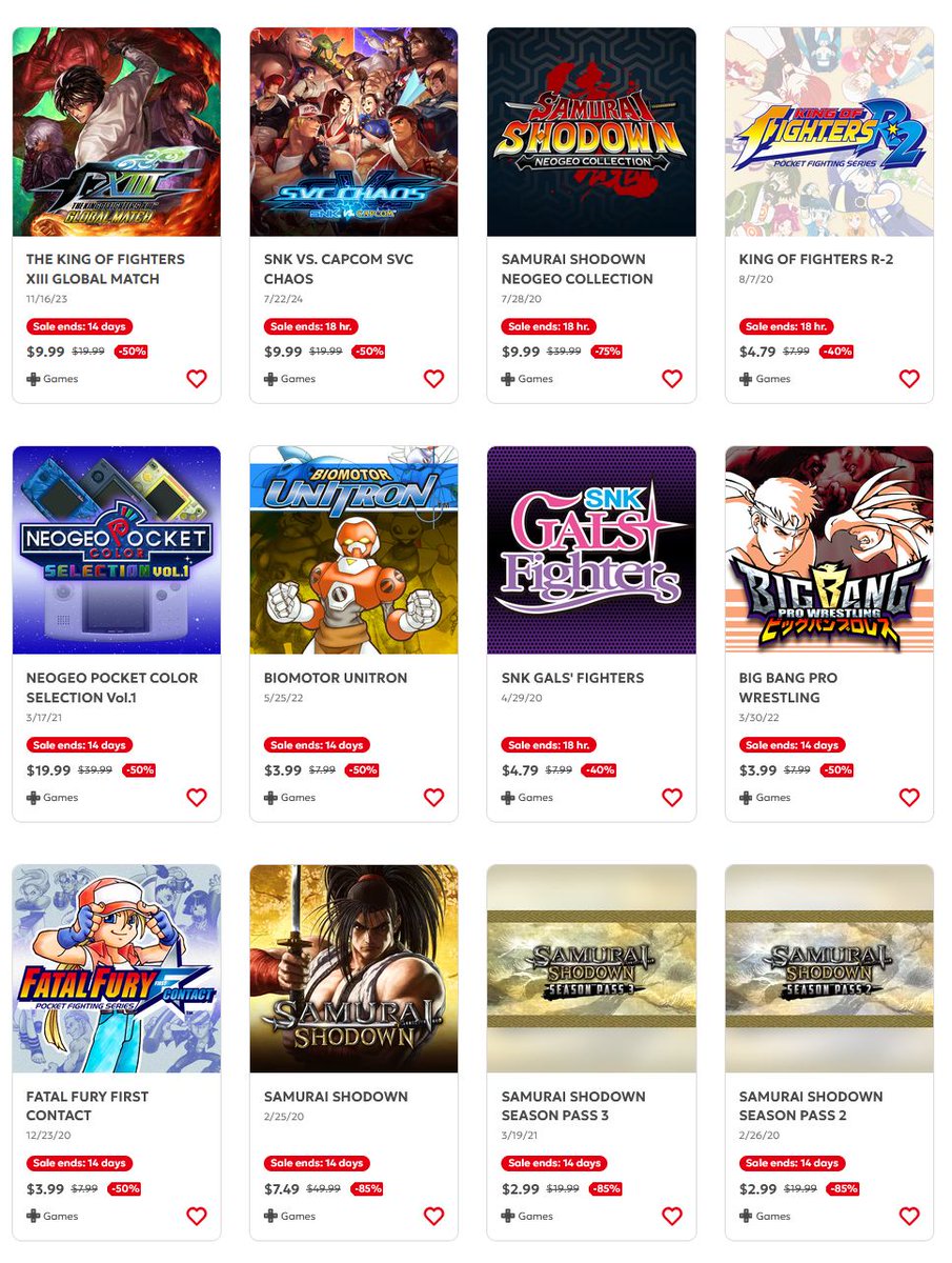 videogamedeals's tweet photo. SNK Publisher Sale via eShop. https://t.co/SPxeX0HfwN https://t.co/okWOQSj1PU