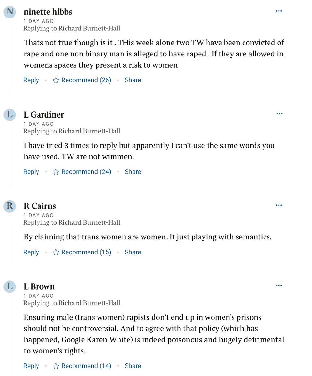 LibVoice4Women's tweet photo. @breeallegretti Currently as of 1.30pm on 23rd Sept this article has 787 comments. And the comments are not good. Examples include: https://t.co/GWAlGpCdKw