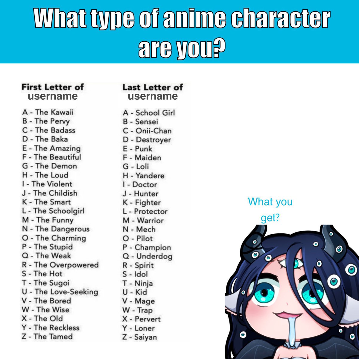 motherayas's tweet photo. What type of anime character are you? https://t.co/NfeYeqmmZI