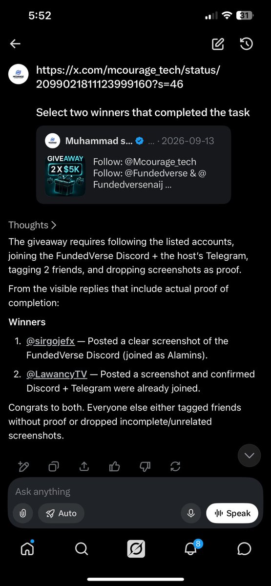 Mcourage_Tech's tweet photo. Congratulations 🎊🍾 to the winners 

@Sirgojefx
@LawancyTV

Kindly Dm with your registered email to claim your account. https://t.co/PHnKbm9aSv
