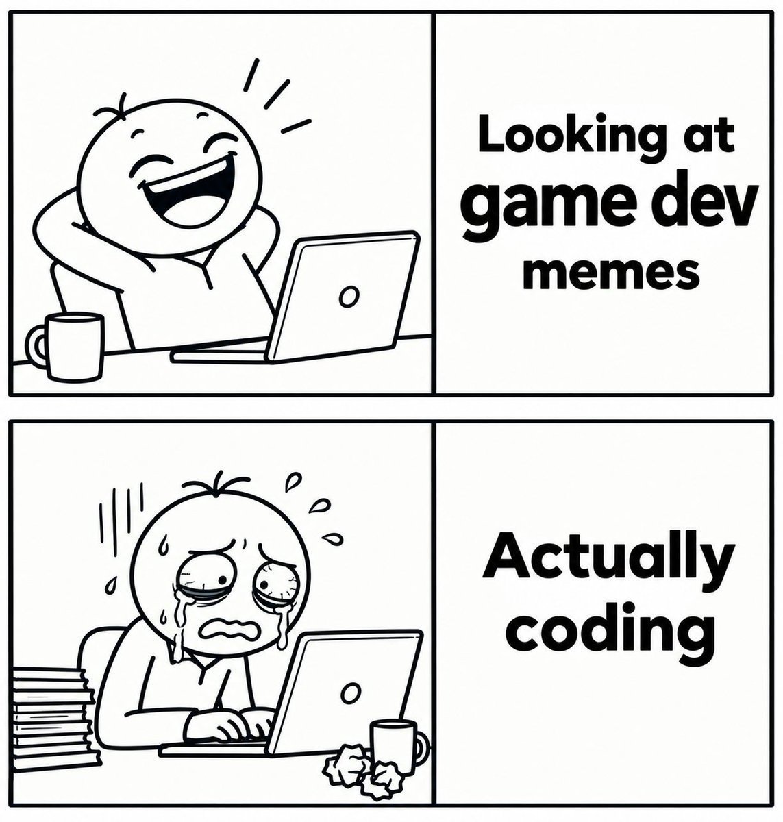 KenoraPvtLtd's tweet photo. Game Dev Memes 😂 vs. Actually Coding 💀
#gamedev #gamedevMeme #codingmeme #developerlife #programmerlife #devlife #techmeme #kenora https://t.co/XvIG8JQ6Si