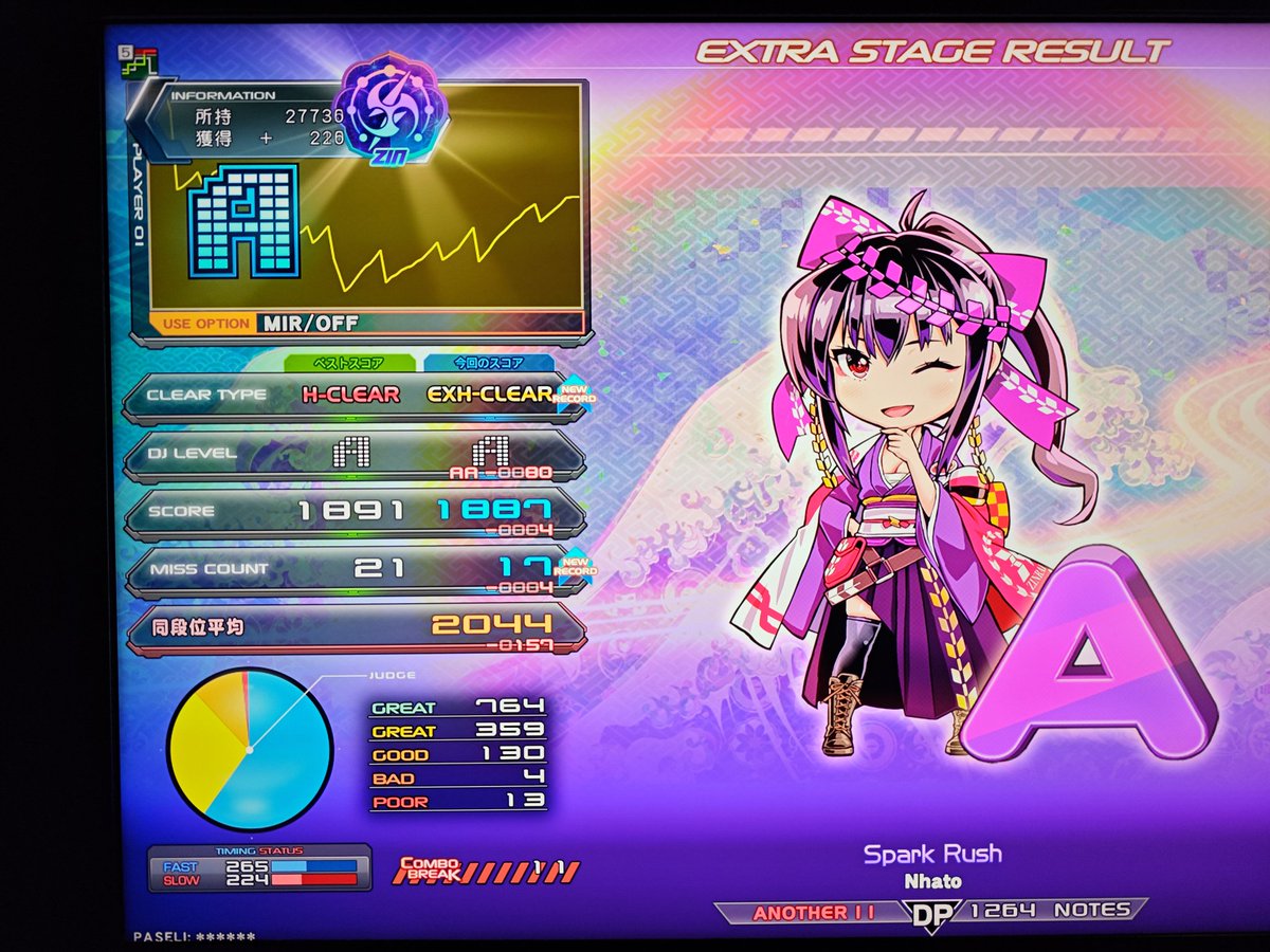 ni2ko5mi3's tweet photo. 新曲の11でEXHついたやーつ٩( 'ω' )و
スクラッチに★ついてるやつがEXH出来たの偉い٩( 'ω' )و
PISTOLの皿地帯の右側のラストのとこ全部繋がったの何か凄かったけど、次やったらフツーにミス出たから多分マグレよね(；´Д｀) https://t.co/128wQ9BgNw