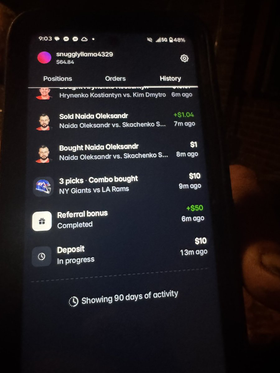 pwasap863's tweet photo. @PolymarketHelp I referred my friend snugglyllama4329 and I never received my 50$ bonus, but he did. Please deposit my 50$ bonus in my account. He used my referral code and my link that I sent through messages. https://t.co/TgwsG266DL
