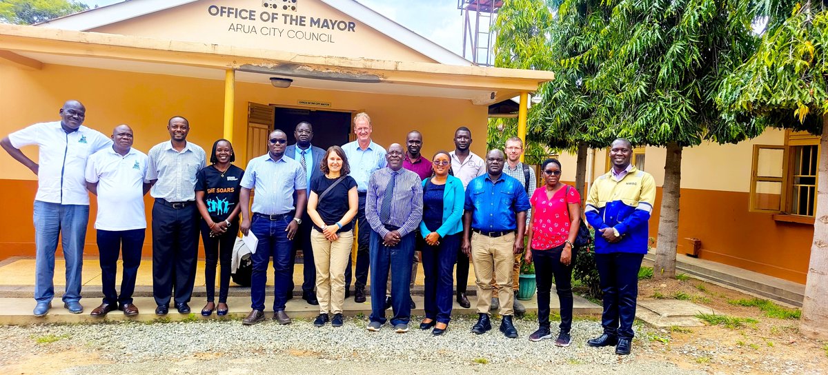 AruaCityUg's tweet photo. KfW today met Arua City leaders and NWSC to review progress on the UGX 90bn Climate Resilient Project Arua. The project covers waste management, drainage, sanitation, urban planning, water supply, sewerage and Enyau River restoration, strengthening climate resilience in Arua. https://t.co/p1biPavUhH