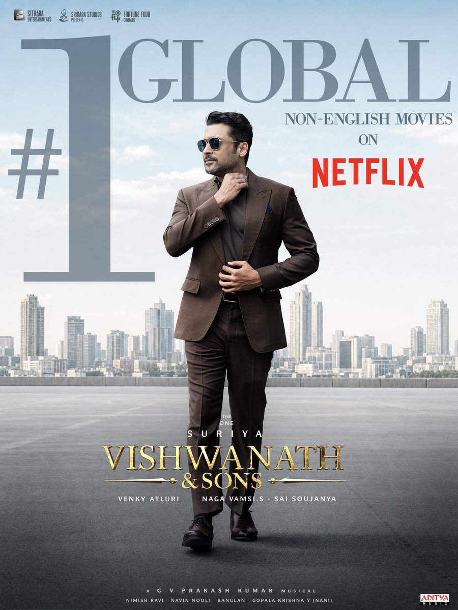 Hari_Socialist's tweet photo. VAS is reigning at #TheONE 💥 spot Global for the 2nd continuous weekend on @NetflixIndia 

#1 Movie in 11 Countries 🔥nearing about 11.4M views striking  the highest views at the end of the 2nd weekend on Netflix for any Tamil film!  #VishwanathAndSons @Suriya_offl #Scene https://t.co/sQovujQbn6