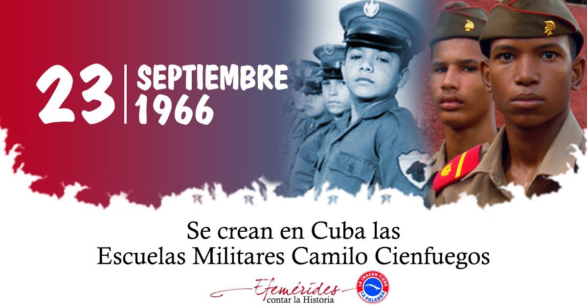 DrRobertoMOjeda's tweet photo. Hace seis décadas se crearon las Escuelas Militares Camilo Cienfuegos, fecunda iniciativa de Raúl. Egresados de sus aulas ocupan hoy altas responsabilidades en la defensa de la Patria. Al claustro, a los estudiantes, llegue un fuerte abrazo. ¡Felicidades! #CubaEstáFirme @MinfarC https://t.co/HGdQ9WV1gD
