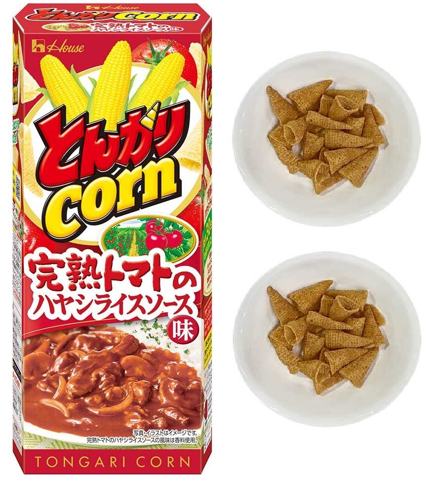 gourmetroad5's tweet photo. ９月２９日(火)よりセブンイレブンから、「完熟トマトのハヤシライスソース」発売30年を記念して、「とんがりコーン」と「完熟トマトのハヤシ」がコラボした「ハウス食品　とんがりコーン　完熟トマトのハヤシライスソース味」が新発売されます✨ https://t.co/F2btOuD1bl