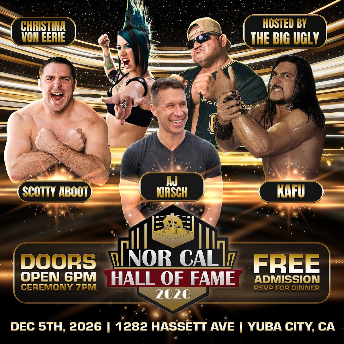 AJKirsch's tweet photo. I am honored beyond words to share that I am being inducted into the #NorCal #prowrestling #HallOfFame class of 2026 🙌

And, man, what a class to be a part of. Wow!!

📆 Saturday, December 5
📍 Yuba City, CA

WHO SHOULD INDUCT ME??? https://t.co/1TLHTa01NL