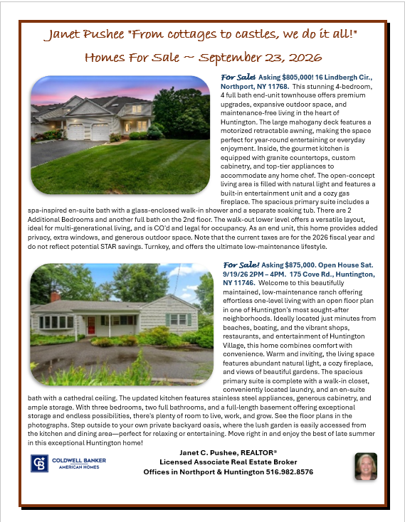 janet_pushee's tweet photo. Janet Pushee ~ Moving the market since 1990! *Homes for Sale* #Realtor #Waterfront #ColdwellBanker #RealEstate #HouseForSale #OpenHouse #KingsPark #NewListing #Northport #Huntington #Centerport #Greenlawn #FortSalonga #Waterfront #LuxuryHome #OpenHouse #BeachHouse #Luxury #Beach https://t.co/PqhYRGp52T