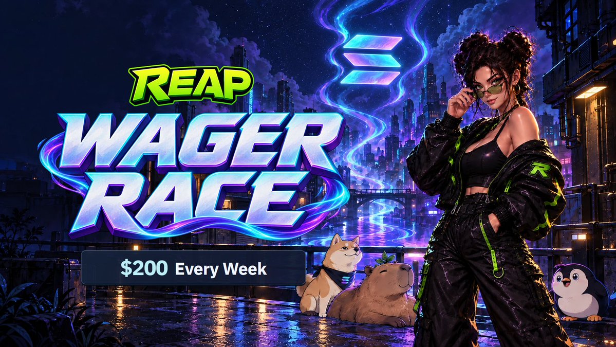 reapwin's tweet photo. The Wager Race is ON!

Play with SOL and win from a dynamic prize pool of up to $200 every week. 

Every $10 wagered also earns a raffle ticket for a chance to win from 20% of the pool.

Everyone who played this week is already on the leaderboard - go check your rank!

Enter now at https://t.co/Rw78CgPx1A