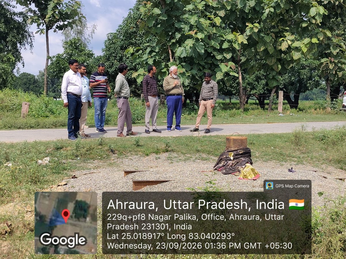 JalUttar's tweet photo. Field Inspection &amp; Quality Assurance: Ahraura Water Supply Scheme
Superintending Engineer (SE) Prayagraj, Er. Sanjay Kumar Ranjan, recently conducted a detailed field inspection of the Ahraura Water Supply Scheme in Mirzapur district.
#WaterSupply #Mirzapur #UPJalNigamUrban https://t.co/J4FRBkZXcR