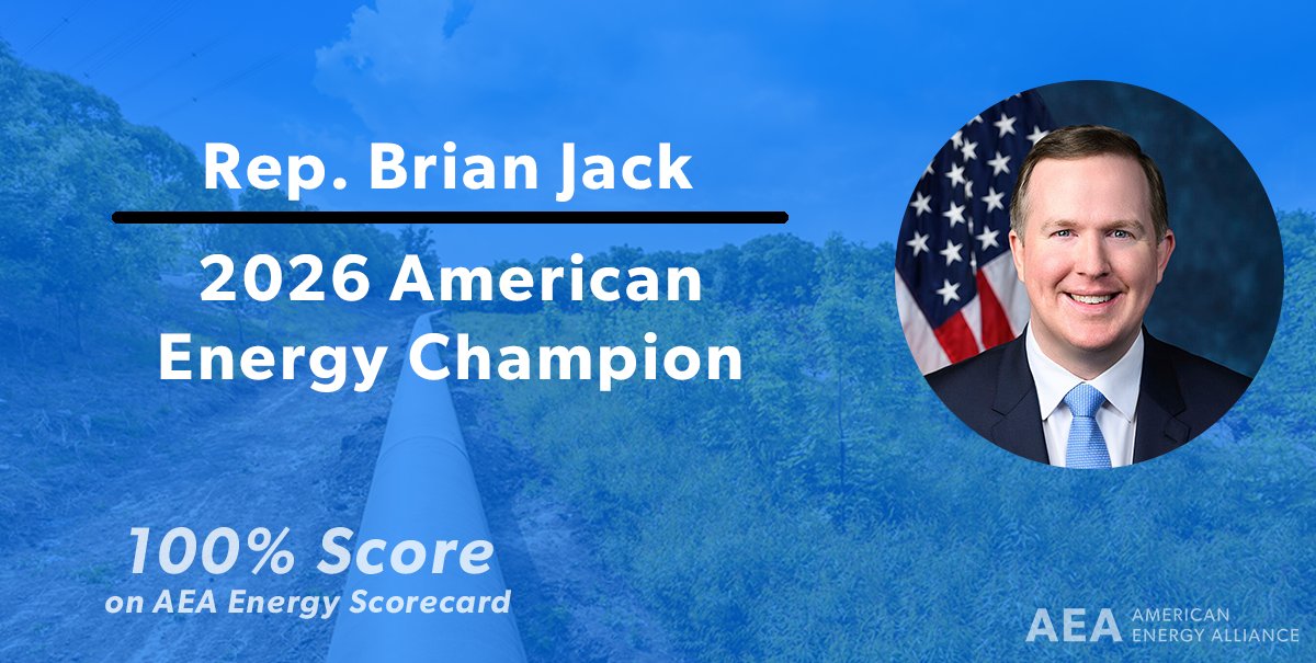 AEA's tweet photo. Congratulations @RepBrianJack for scoring a 100% on the American Energy Scorecard! Thank you for being a champion for American energy! https://t.co/W9CTvPi9P4 https://t.co/A8oGCLXG7b